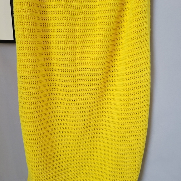 Everlane Crochet Knit Midi Skirt Lemon Yellow Organic Cotton L - Picture 10 of 14